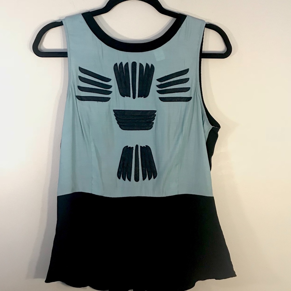 Bar III- Blue and Black Sleeveless Blouse